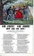 77x452 - Oh Jeff! Oh Jeff! How Are You Now? With illustration of capture of Jefferson Davis, Civil War Songs from Winterthur's Magnus Collection